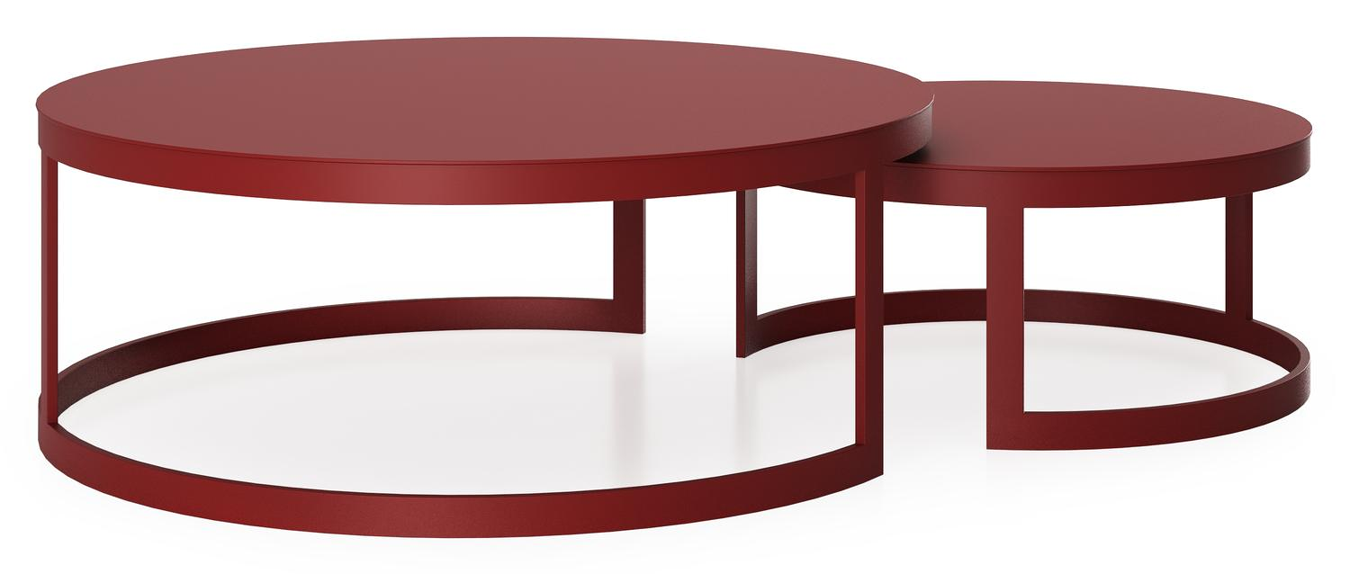 Ensemble de 2 tables de basse Enna en aluminium ruby - Dia. 100/70 x H 37/30 cm