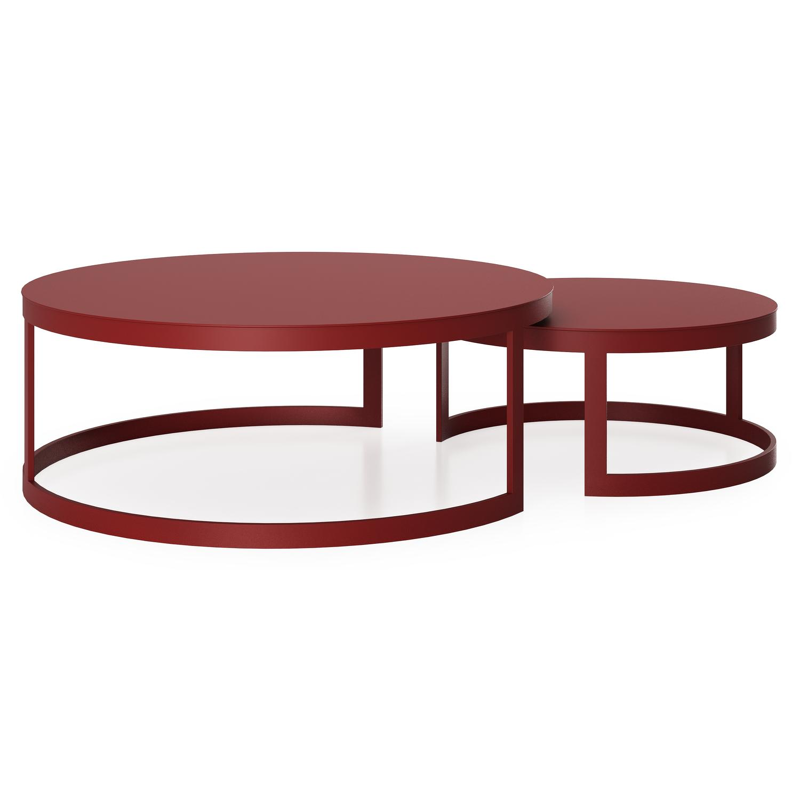 Enna set van 2 loungetafels in ruby aluminium - Dia. 100/70 x H 37/30 cm