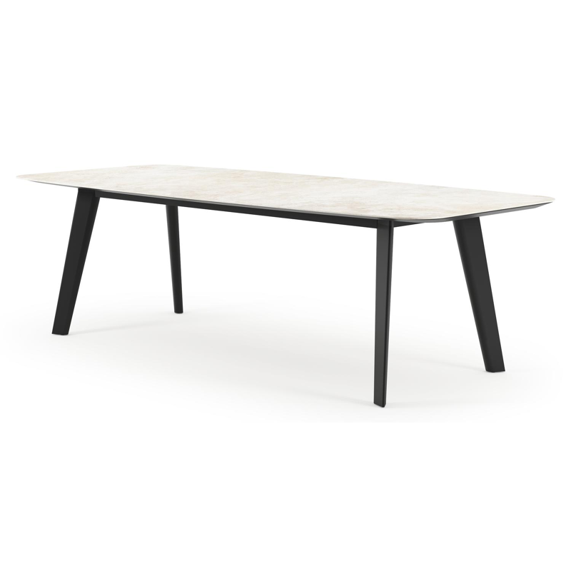 Lacirma tuintafel bootvorm in zwart aluminium en volkeramiek Rapolano L 255 x B 115 cm