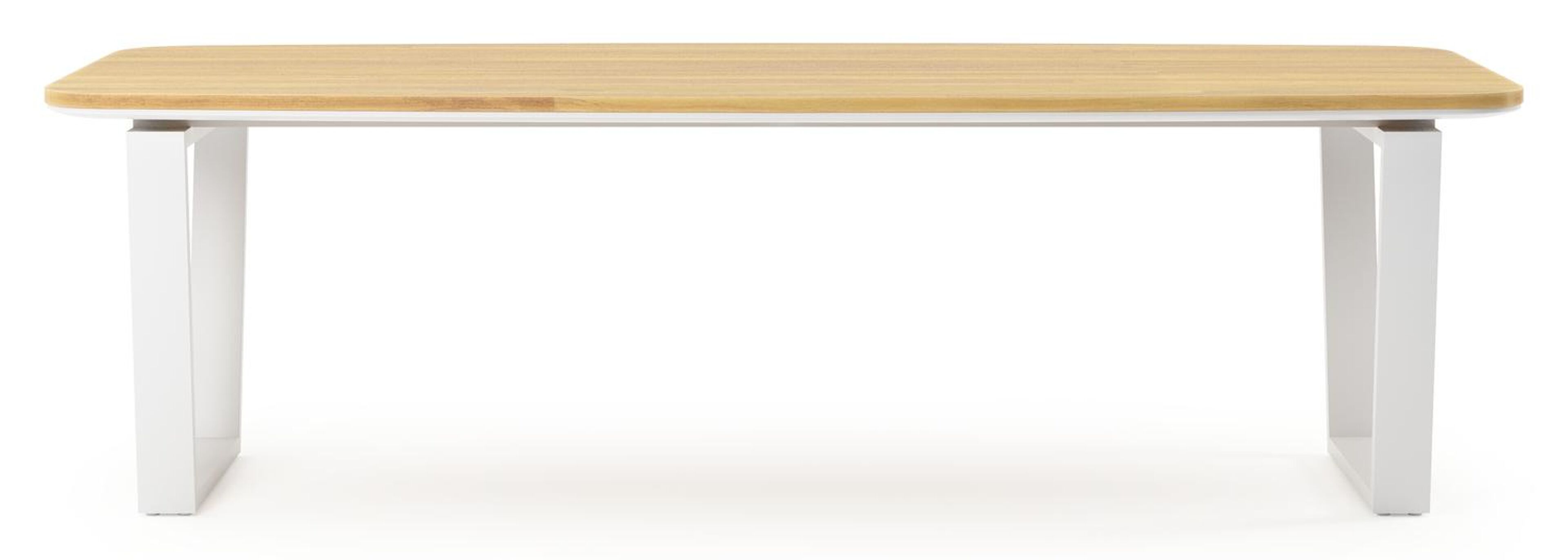 Pagino tuintafel bootvorm in wit aluminium en teak - L 255 x B 115 x H 73 cm