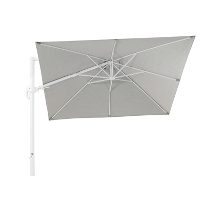 Rufina zweefparasol met tiltfunctie in wit aluminium met grijs sunbrella® premium parasoldoek - L1 300 x L2 300 cm (zonder voet)