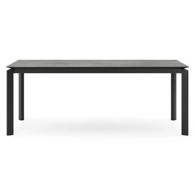 Cirello tuintafel in zwart aluminium en volkeramiek aspen grey - L 200 x B 100 x H 75 cm