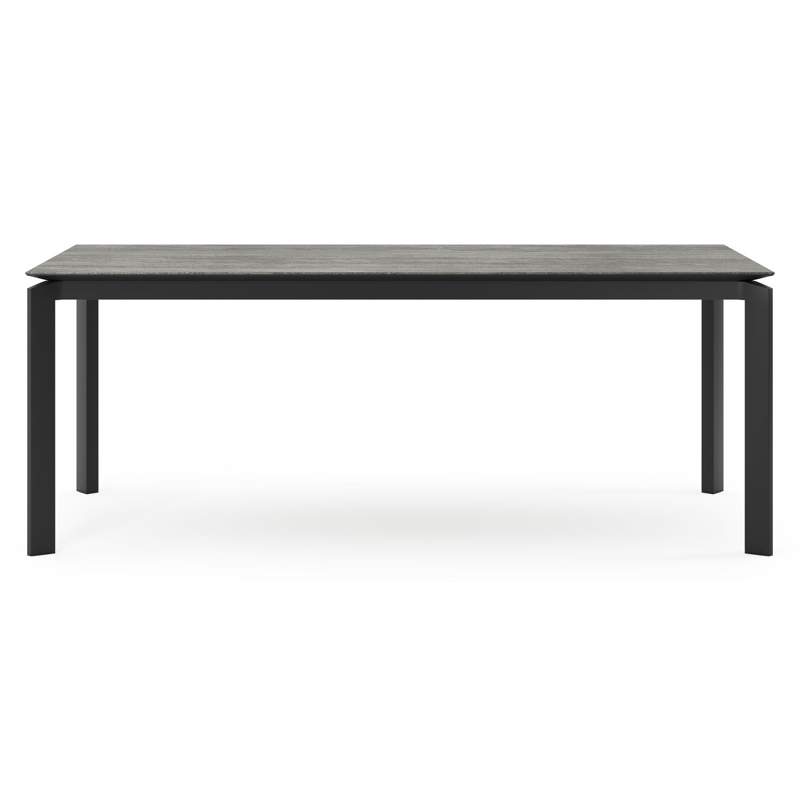 Cirello tuintafel in zwart aluminium en volkeramiek aspen grey - L 200 x B 100 x H 75 cm