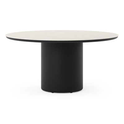 Amico tuintafel rond in zwart aluminium en volkeramiek Shilin - Dia. 148 x H 73.5 cm