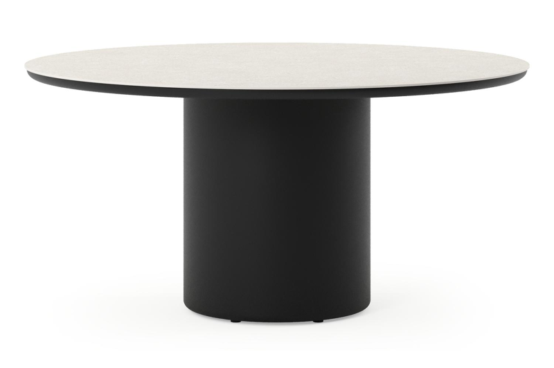 Amico tuintafel rond in zwart aluminium en volkeramiek Shilin - Dia. 148 x H 73.5 cm