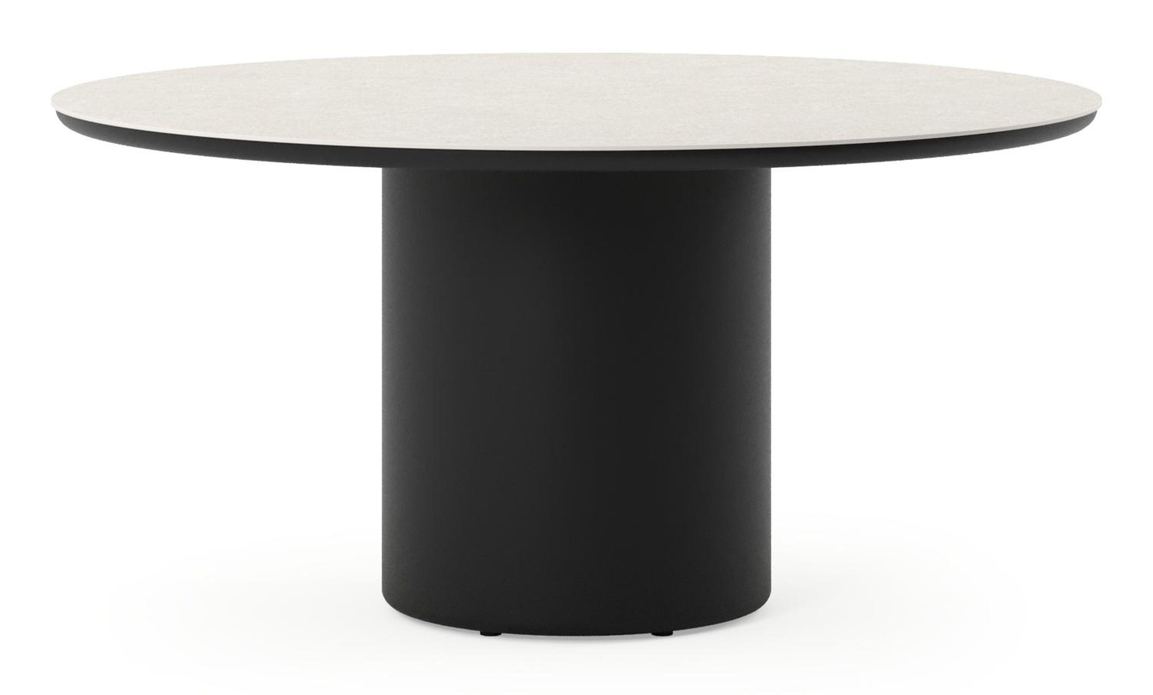 Amico tuintafel rond in zwart aluminium en volkeramiek Shilin - Dia. 148 x H 73.5 cm