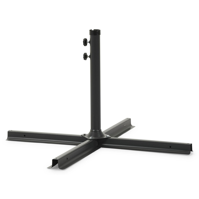 Rufina zweefparasol in wit aluminium met natte charcoal chine all weather sunbrella® luxe parasoldoek - L1: 300 x L2: 400 cm (zonder voet)