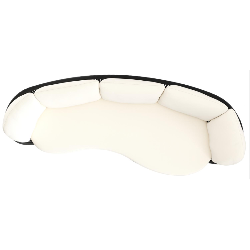 Canapé de jardin Lupino en aluminium noir et corde large plate de luxe tissée verticalement noir et coussins en all weather sunbrella® luxe natte white