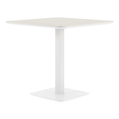 Fano kantelbare tuintafel vierkant afgerond in wit aluminium en volkeramiek shilin - L 80 x B 80 x H 72.5 cm