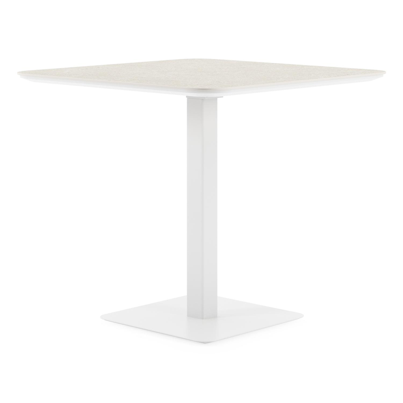 Fano kantelbare tuintafel vierkant afgerond in wit aluminium en volkeramiek shilin - L 80 x B 80 x H 72.5 cm