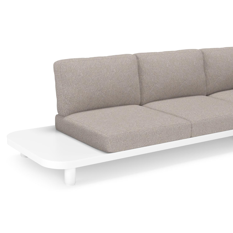 Salon de jardin d'angle Donato en aluminium blanc et coussins en all weather sunbrella® luxe Tundra Charcoal