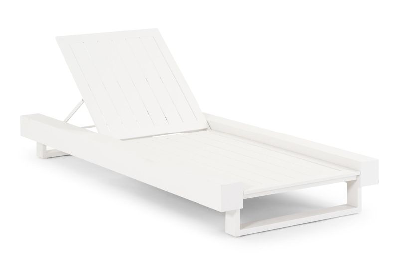 Nano verstelbaar ligbed in wit aluminium met natte charcoal chine all weather sunbrella® luxe kussen