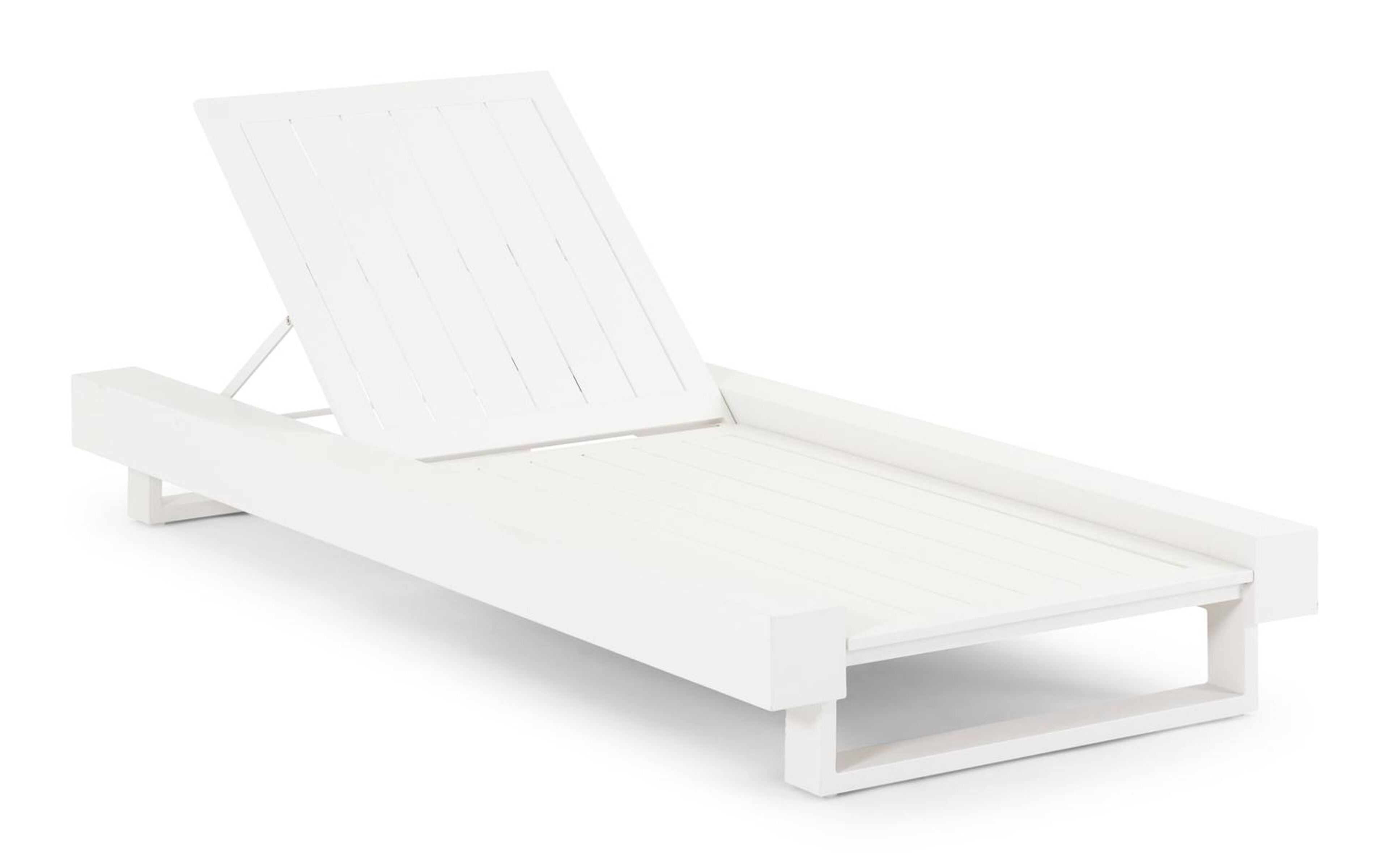 Nano verstelbaar ligbed in wit aluminium met natte charcoal chine all weather sunbrella® luxe kussen