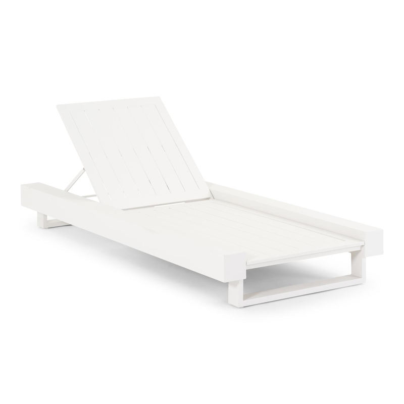 Nano verstelbaar ligbed in wit aluminium met savane nimbus all weather sunbrella® luxe kussen