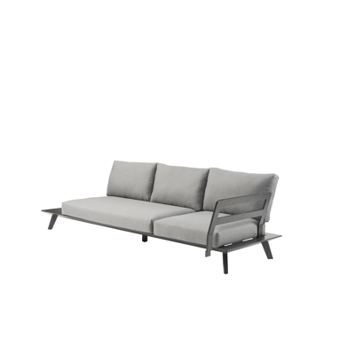 Sofa Sofa 3 places lounge Puglia en aluminium noir avec coussins en weather+ softtouch 