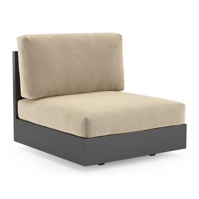 Como loungestoel in zwart aluminium met althea camel all weather cosytica kussen