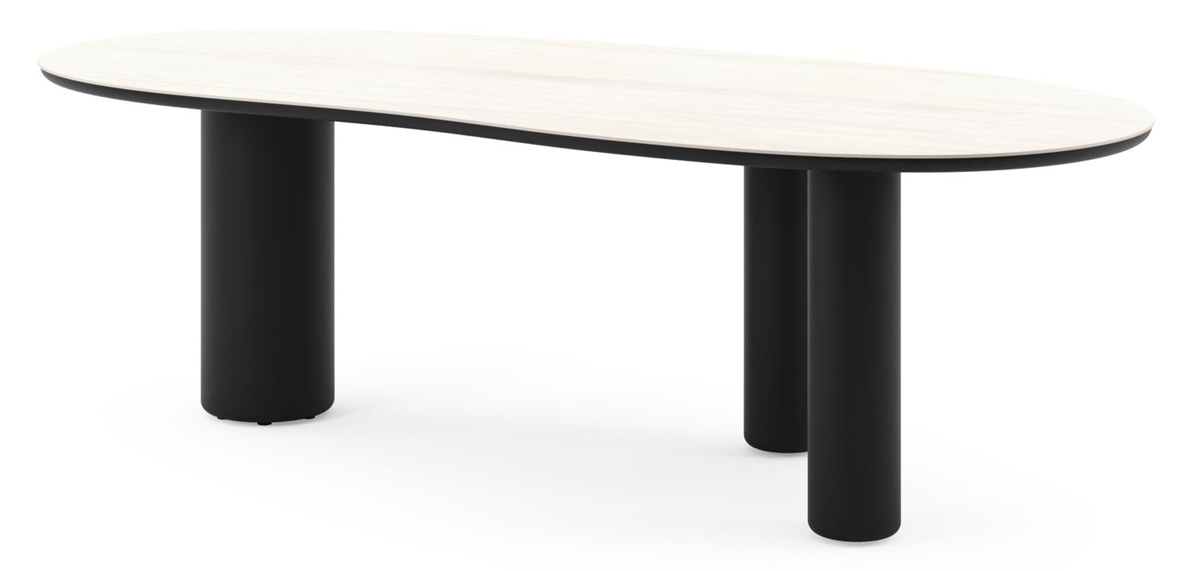 Amico tuintafel organisch in zwart aluminium en volkeramiek Travertino Bianco - L 240 x B 110 x H 73.5 cm