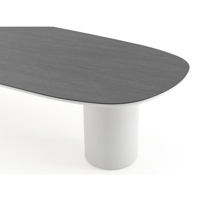 Amico tuintafel bombo in wit aluminium en volkeramiek Basalt Black - L 320 x B 130 x H 73.5 cm