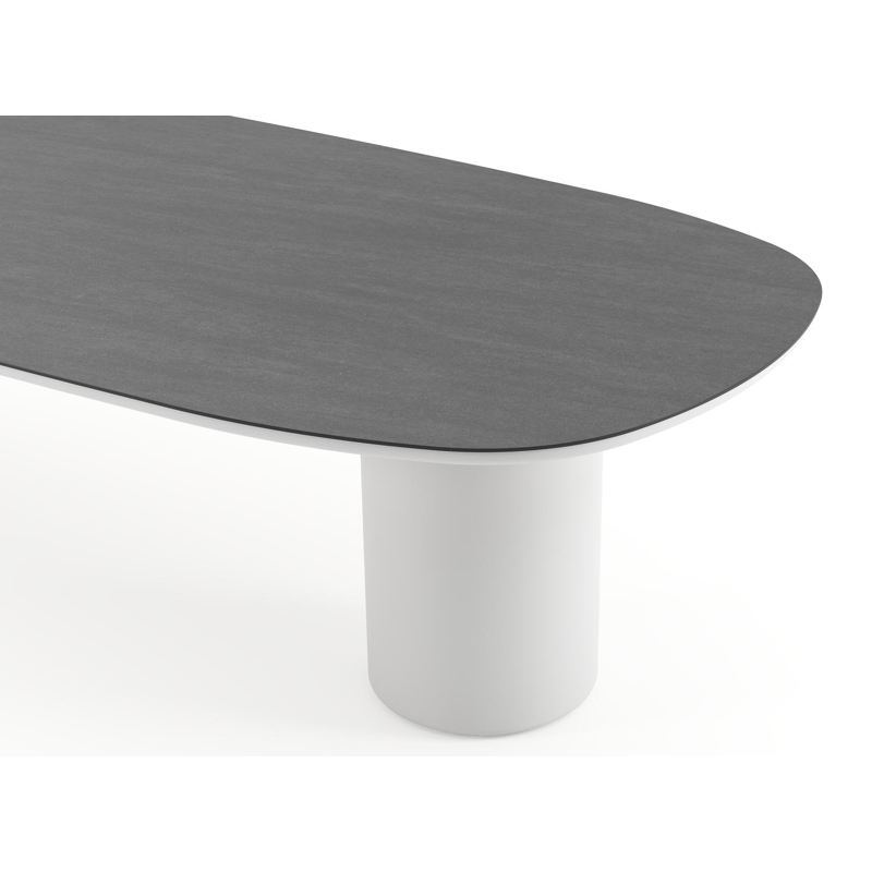 Amico tuintafel bombo in wit aluminium en volkeramiek Basalt Black - L 320 x B 130 x H 73.5 cm