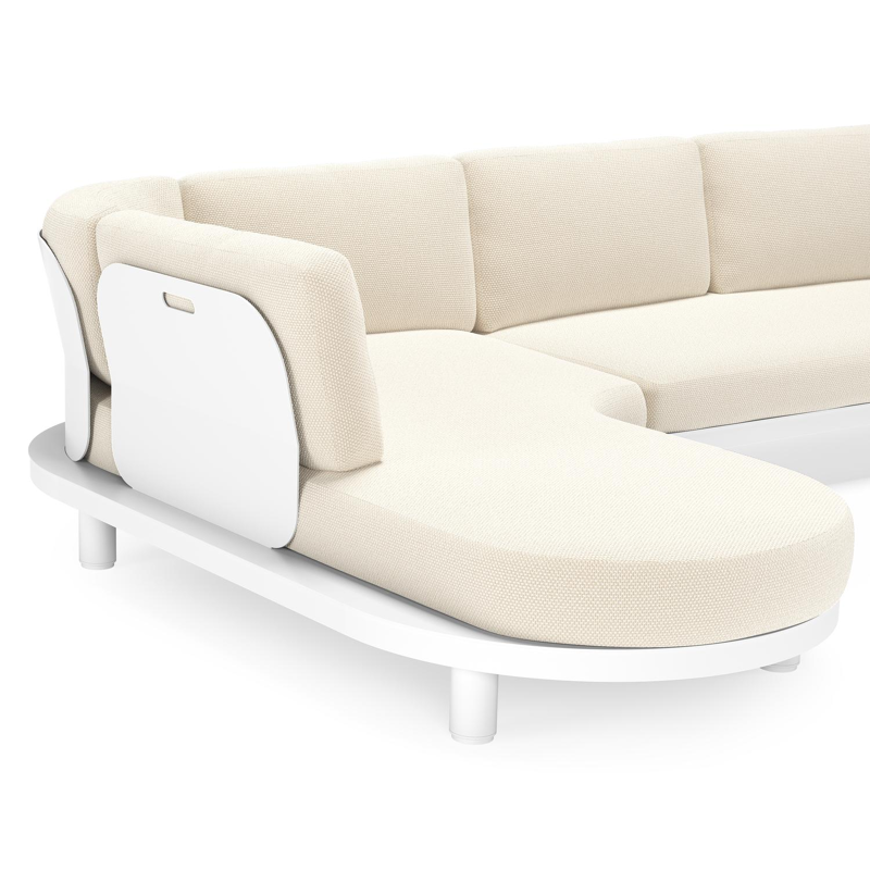 Salon de jardin d'angle Donato en aluminium blanc et coussins en all weather cosytica Althea Off White