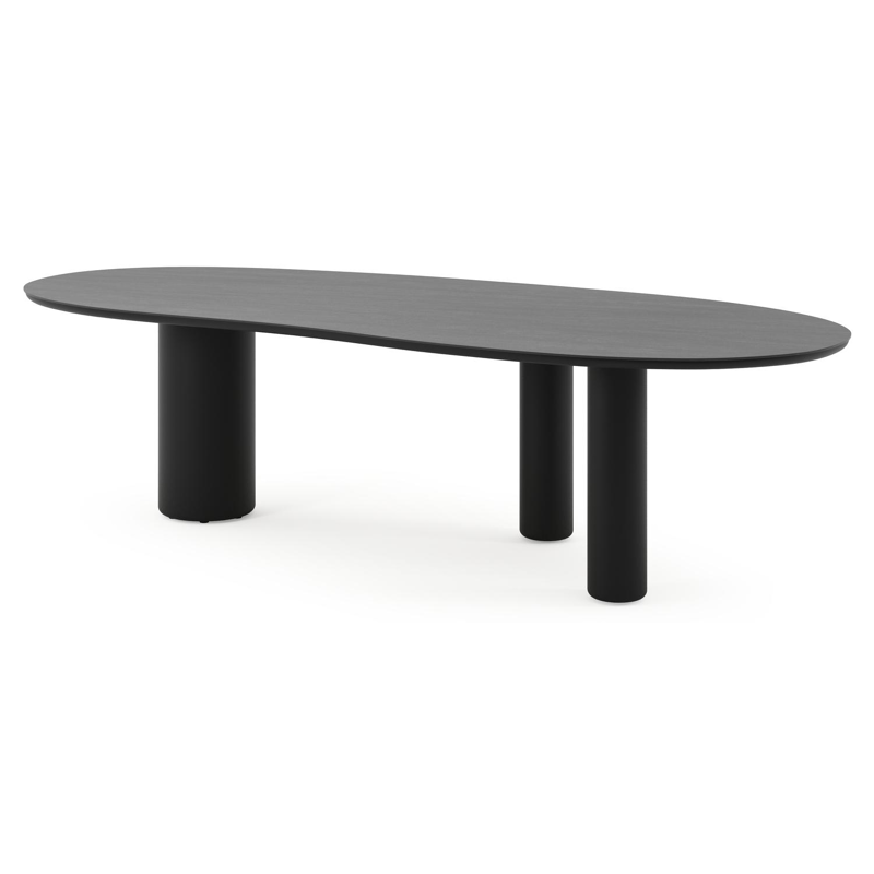 Amico tuintafel organisch in zwart aluminium en volkeramiek Basalt Black - L 280 x B 120 x H 73.5 cm
