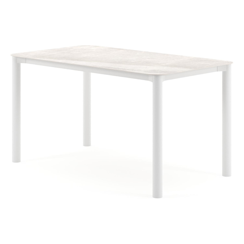 Orso tuintafel rechthoekig afgerond in wit aluminium en volkeramiek Taj Mahal - L 140 x B 80 x H 74.5 cm