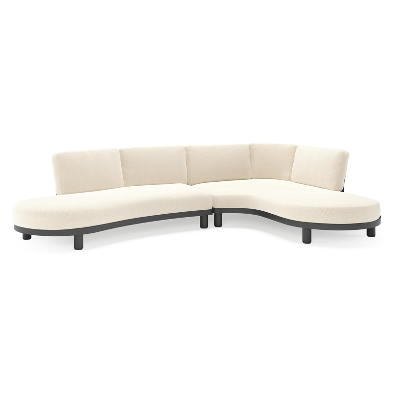 Donato loungehoek in zwart aluminium met all weather cosytica Althea Off White kussen