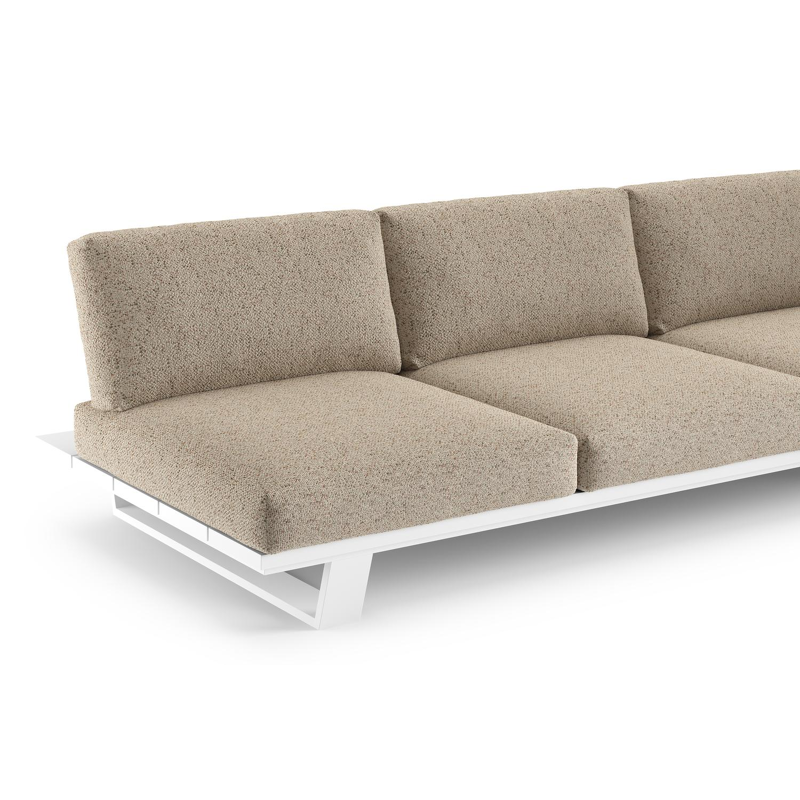 Pagino loungehoek in wit aluminium met bora jungle all weather cosytica kussen