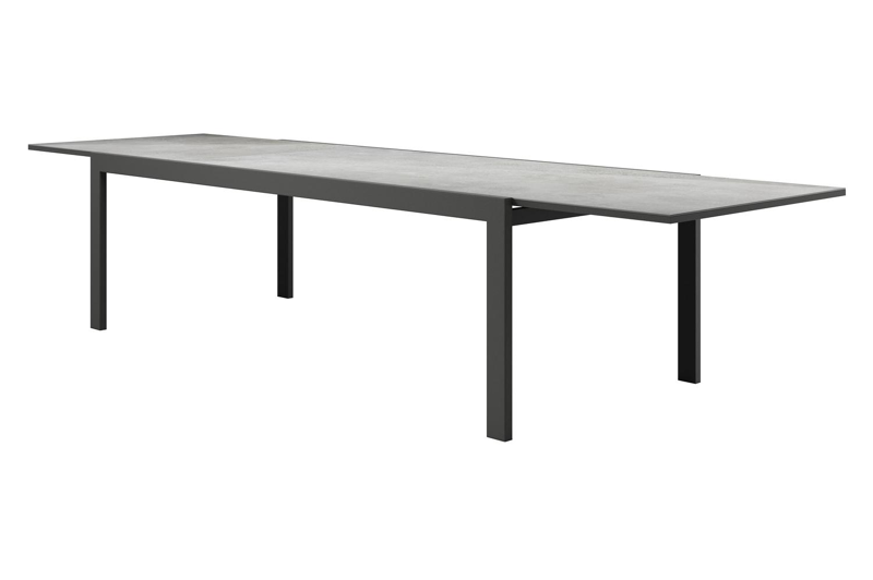 Como (Finato) verlengbare tuintafel in zwart aluminium en volkeramiek grijs - L 240/360 x B 107 x H 76 cm
