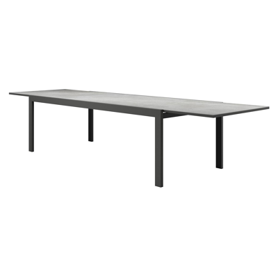 Como (Finato) verlengbare tuintafel in zwart aluminium en volkeramiek grijs - L 240/360 x B 107 x H 76 cm