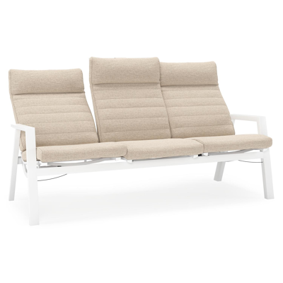 Canapé de jardin Prato en aluminium blanc avec coussin en weather+ softtouch beige