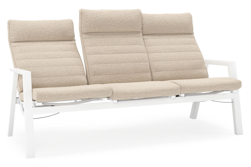 Prato loungebank in wit aluminium met beige weather+ softtouch kussen