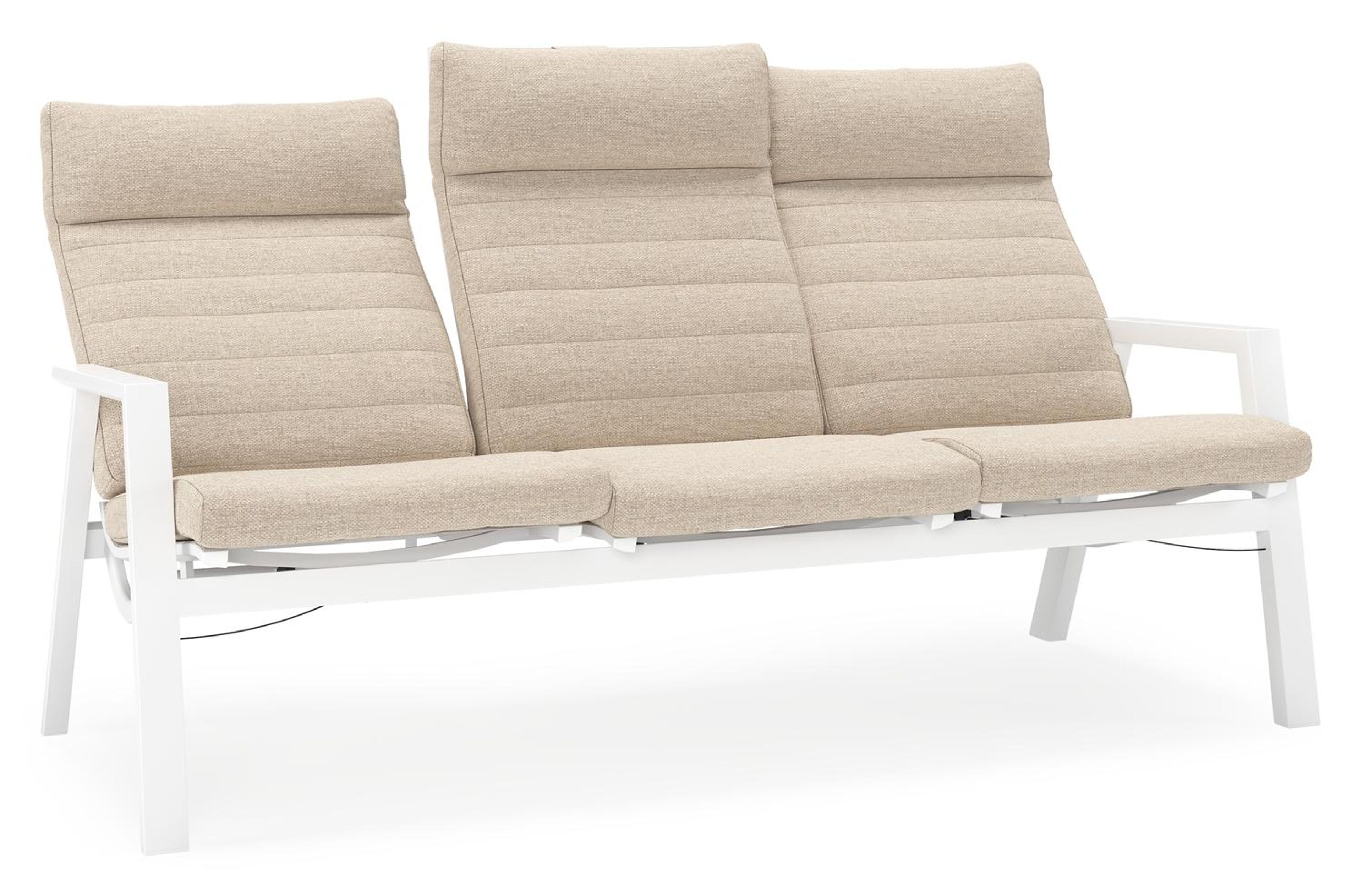 Prato loungebank in wit aluminium met beige weather+ softtouch kussen