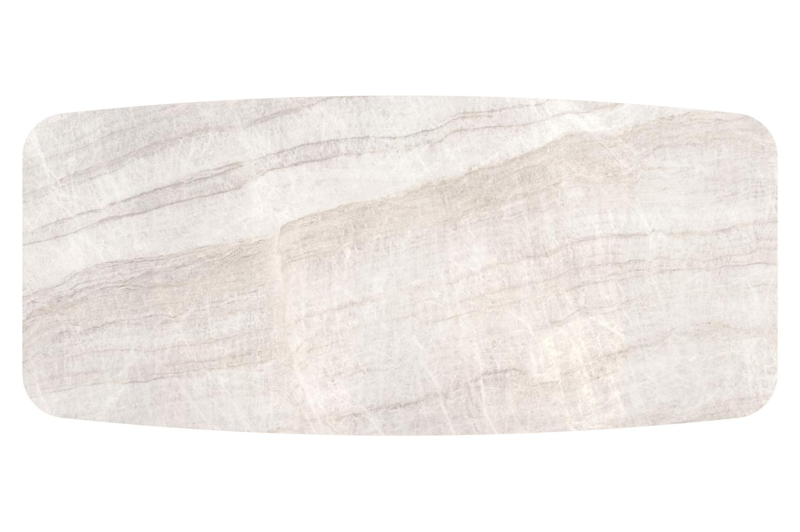 Lacrima tuintafel bootvorm in beige aluminium en volkeramiek Taj Mahal - L 255 x B 115 x H 74 cm