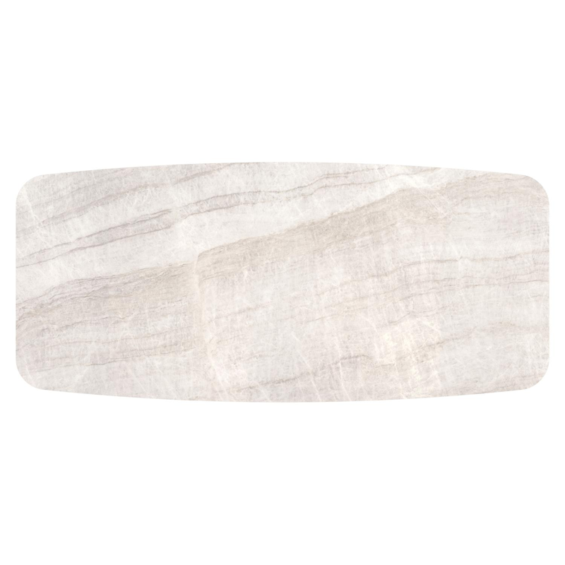 Lacrima tuintafel bootvorm in beige aluminium en volkeramiek Taj Mahal - L 255 x B 115 x H 74 cm