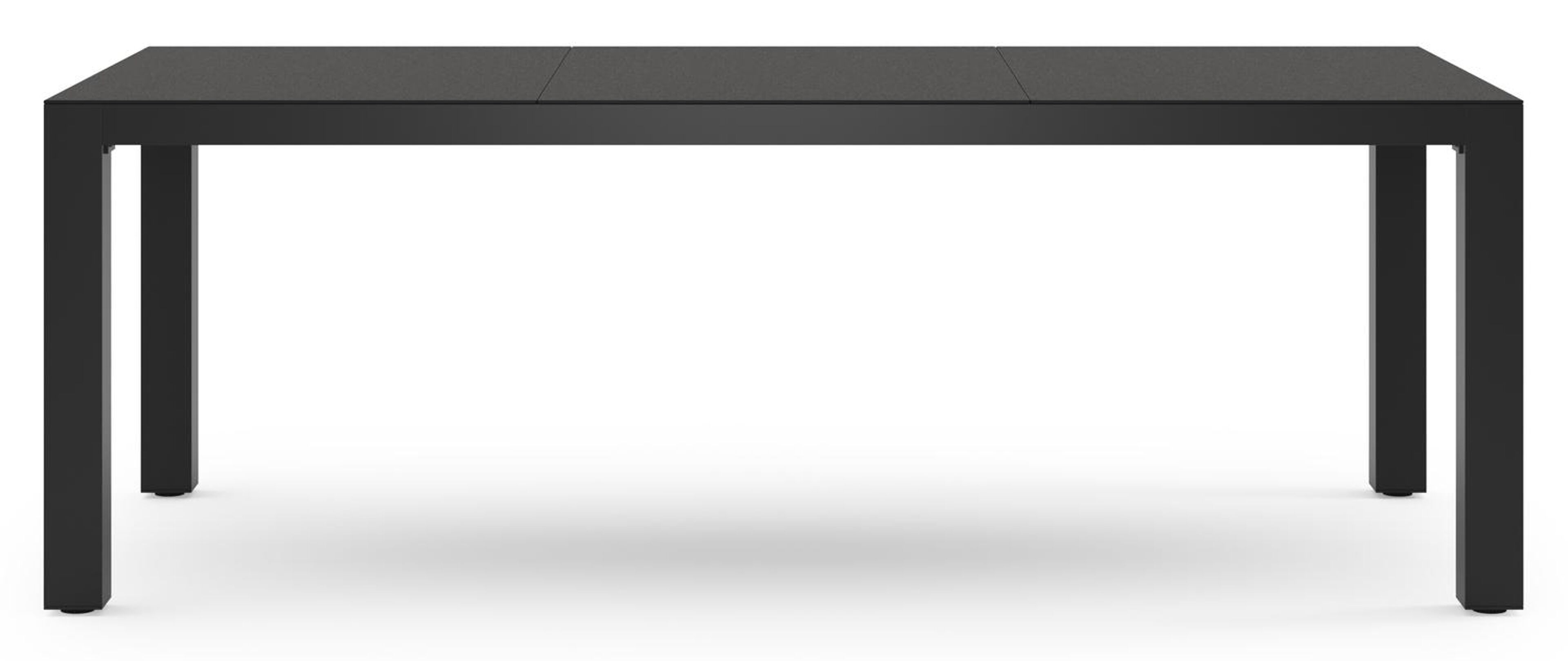 Calzo tuinset in zwart aluminium en zwart sintered stone met 6 stapelbare Bahia tuinstoelen