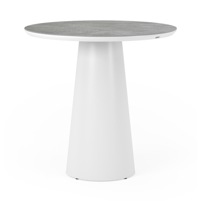 Table de jardin Donato en aluminium blanc et céramique pleine new york - Dia. 110 x H 106 cm