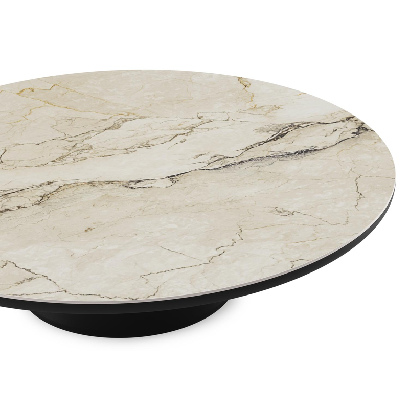 Amico loungetafel rond in zwart aluminium en volkeramiek Colorado Dunes - Dia. 110 x H 28 cm