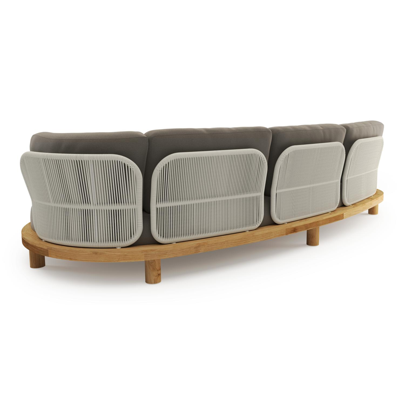 Donato loungebank in teak met natte carbon beige all weather sunbrella® luxe kussen