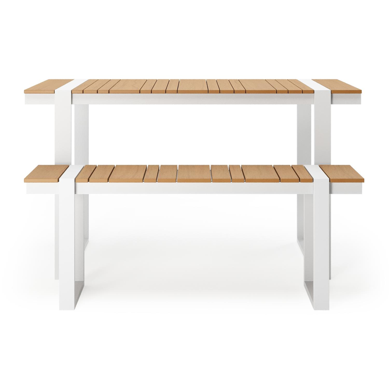 Merida loungetafel en bank in wit aluminium en polywood - L 123 x B 70 x H 69.5 cm