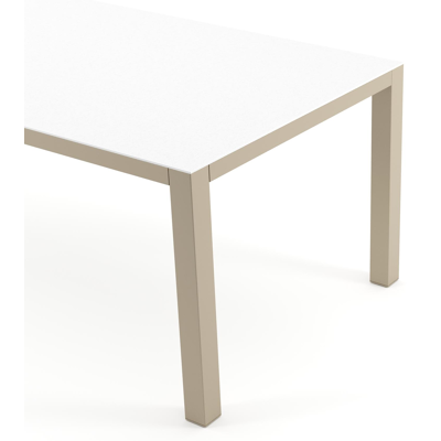 Como tuintafel rechthoekig in beige aluminium en volkeramiek Arctic White - L 200 x B 100 x H 73 cm