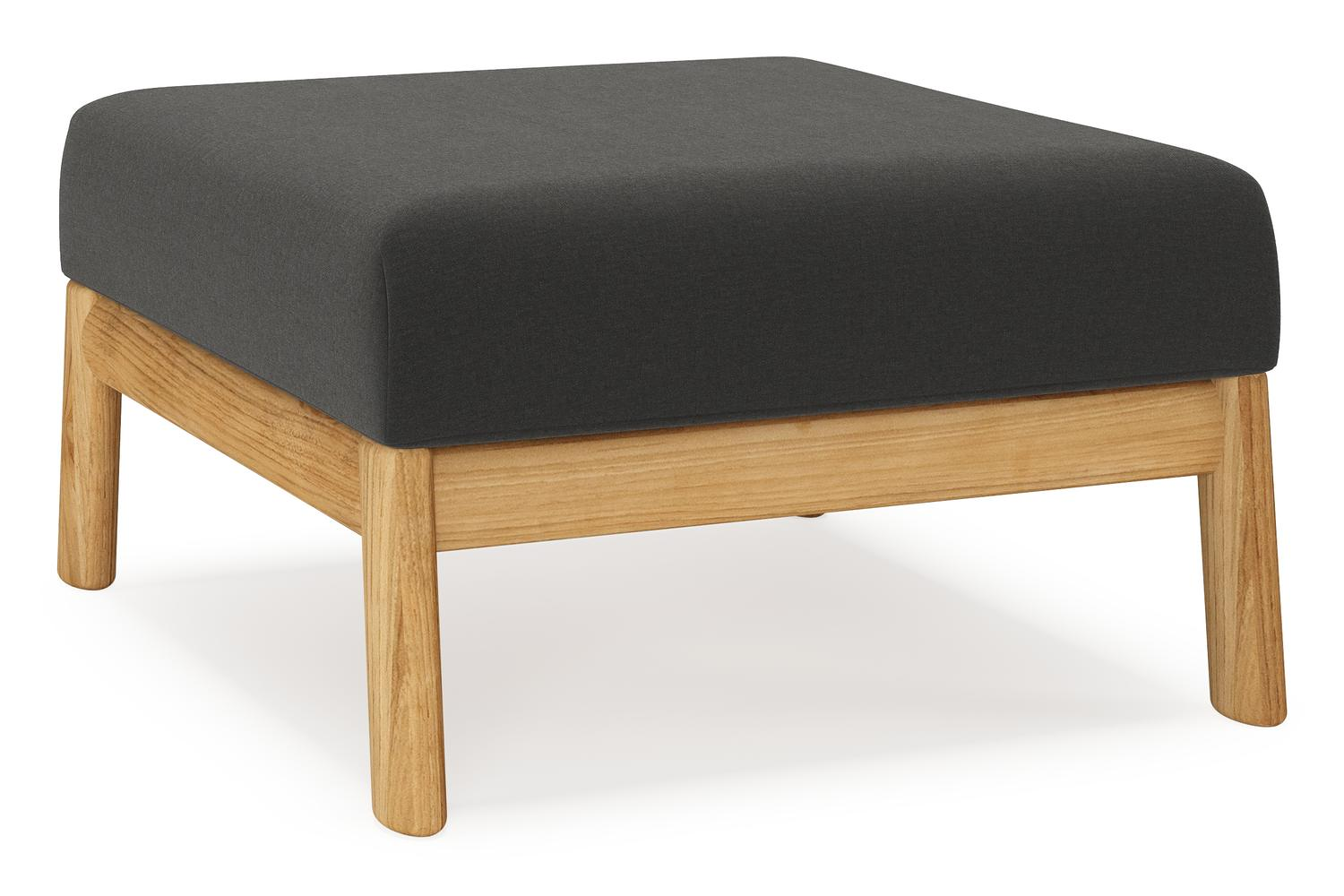 Amaro poef in teak met natte sooty all weather sunbrella® luxe kussen