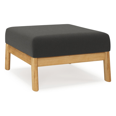 Amaro poef in teak met natte sooty all weather sunbrella® luxe kussen