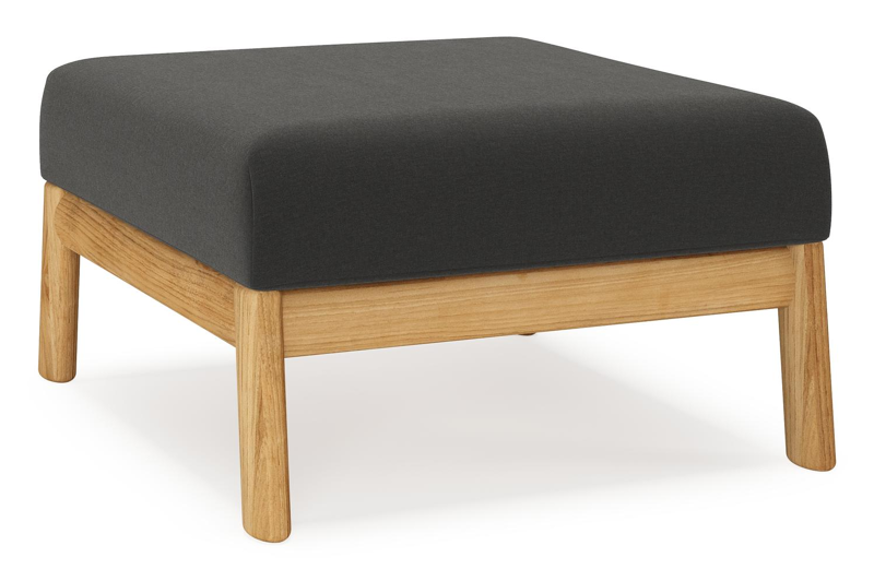 Amaro poef in teak met natte sooty all weather sunbrella® luxe kussen