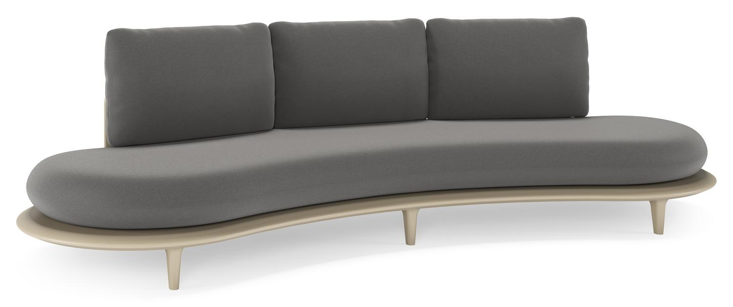 Bomero loungebank in beige aluminium met natte charcoal chine all weather sunbrella® luxe kussen