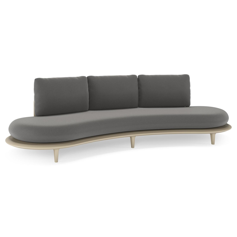 Bomero loungebank in beige aluminium met natte charcoal chine all weather sunbrella® luxe kussen