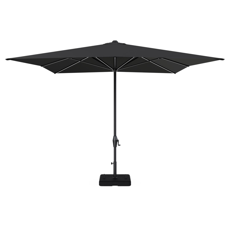 Viola staanparasol in zwart aluminium met zwart weather+ softtouch parasoldoek - L1 300 x L2 400 cm met parasolvoet Intenso 60 kg