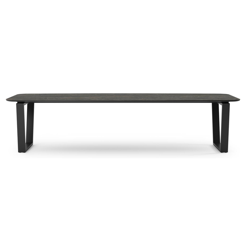 Table de jardin Pagino en aluminium noir et céramique pleine black obsession - Lg 315 x Larg. 115 x H 74 cm