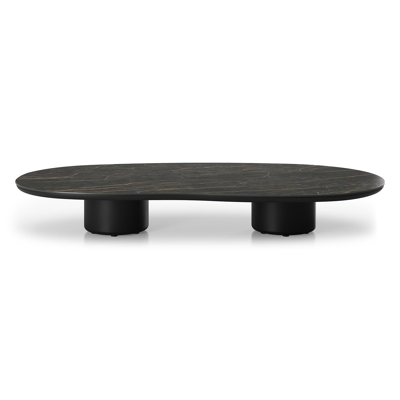 Amico loungetafel organisch in zwart aluminium en volkeramiek Black Obsession - L 170 x B 91 x H 25 cm