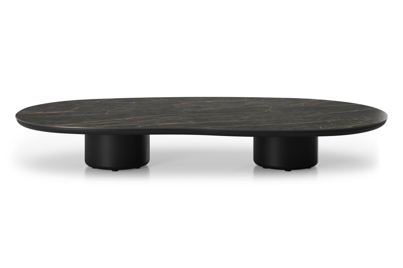 Amico loungetafel organisch in zwart aluminium en volkeramiek Black Obsession - L 170 x B 91 x H 25 cm